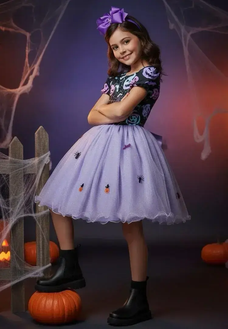 Vestido fantasia festa Halloween saia lilas, foto 2
