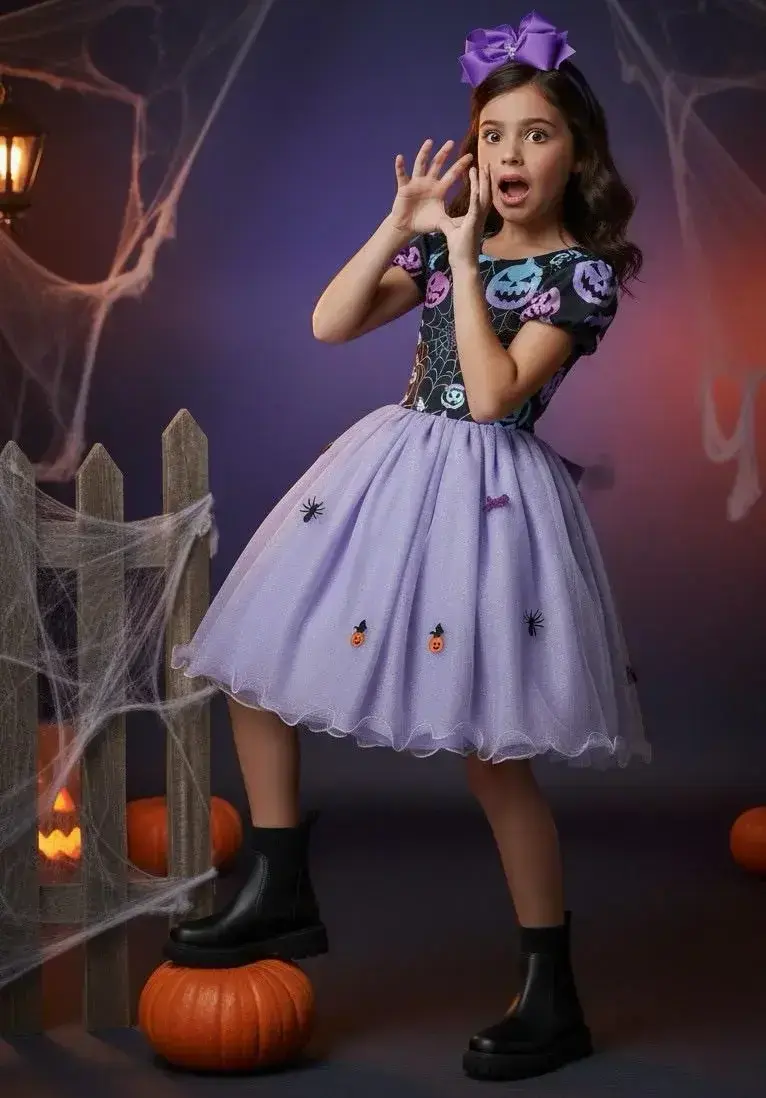 Vestido fantasia festa Halloween saia lilas, foto 3