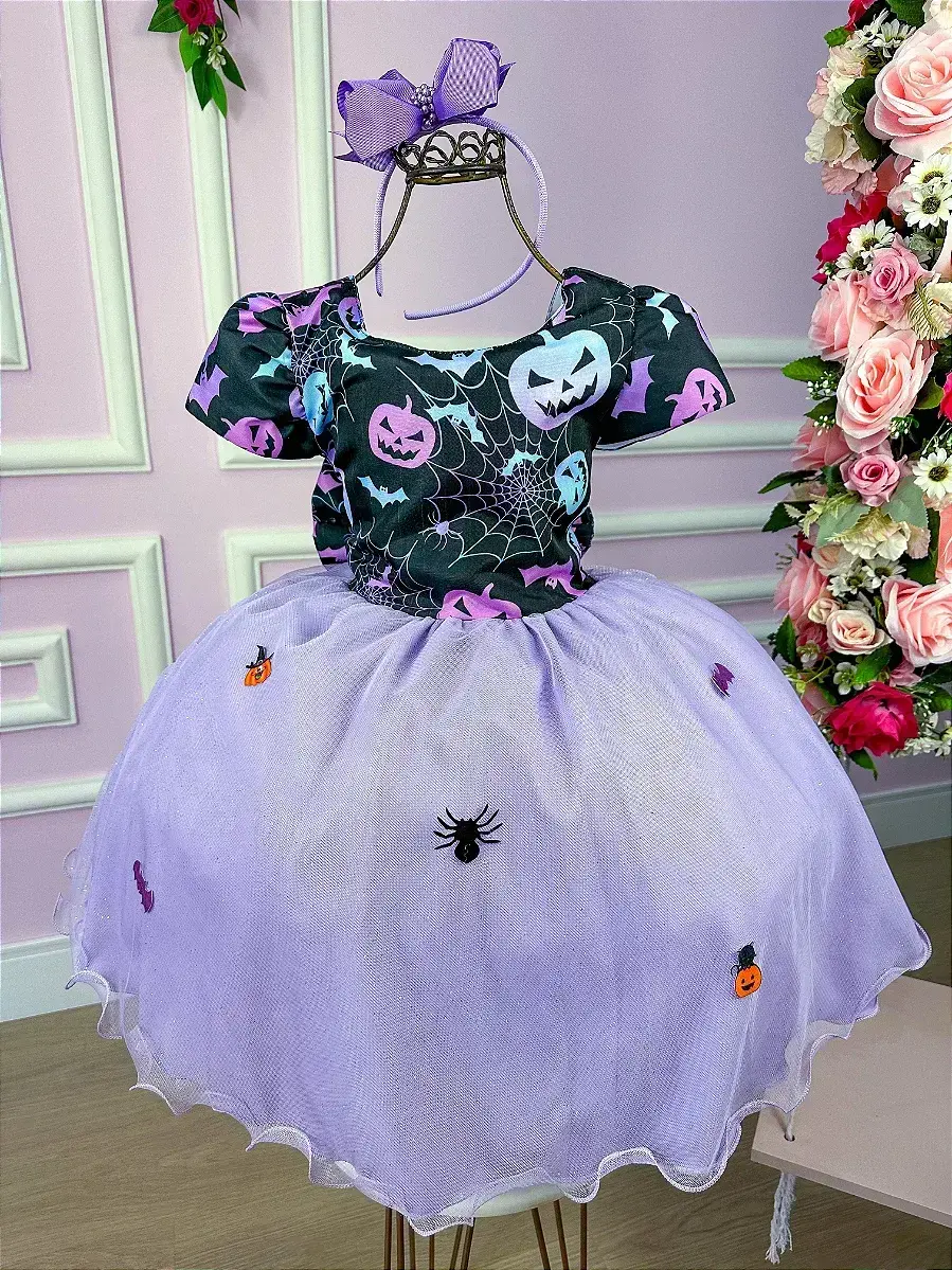 Vestido fantasia festa Halloween saia lilas, foto 4