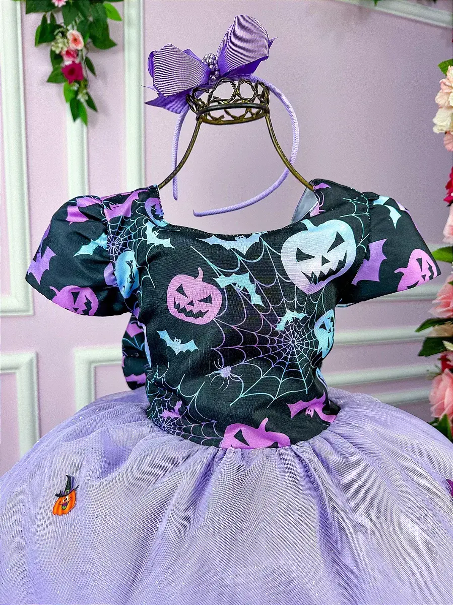 Vestido fantasia festa Halloween saia lilas, foto 5