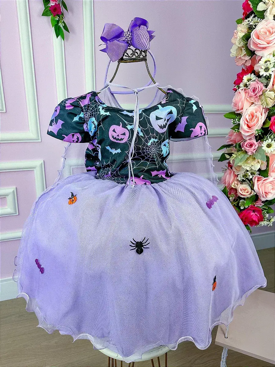 Vestido fantasia festa Halloween saia lilas, foto 7