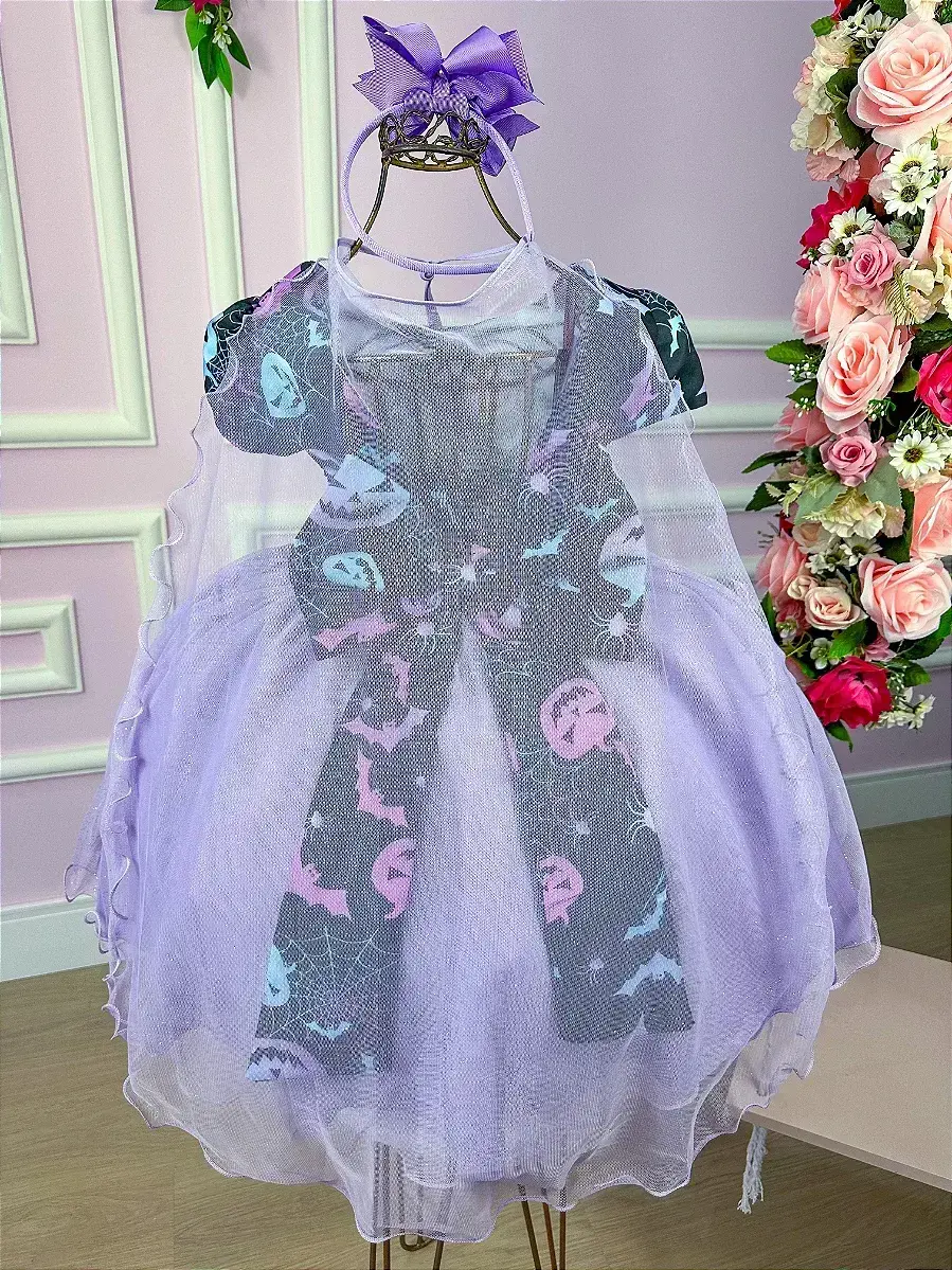 Vestido fantasia festa Halloween saia lilas, foto 9