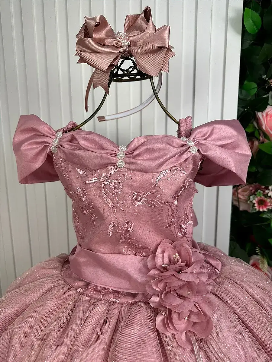 Vestido longo manga princesa rose, foto 2