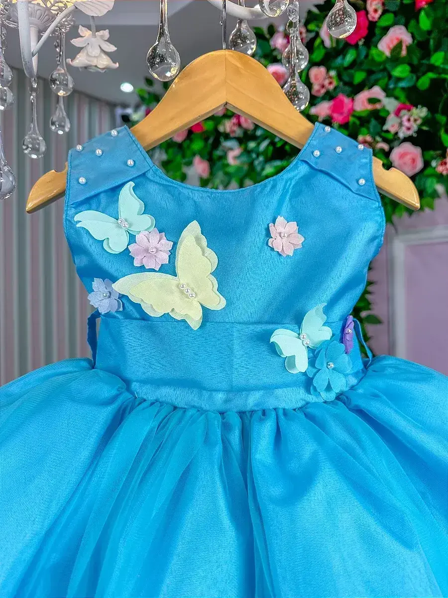 Vestido anabel jardim encantado azul turquesa, foto 6