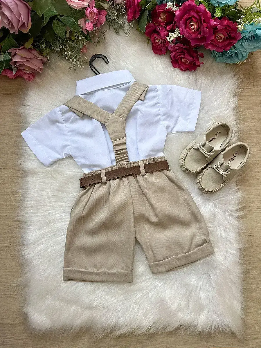 Conjunto social shorts ravi bege, foto 3