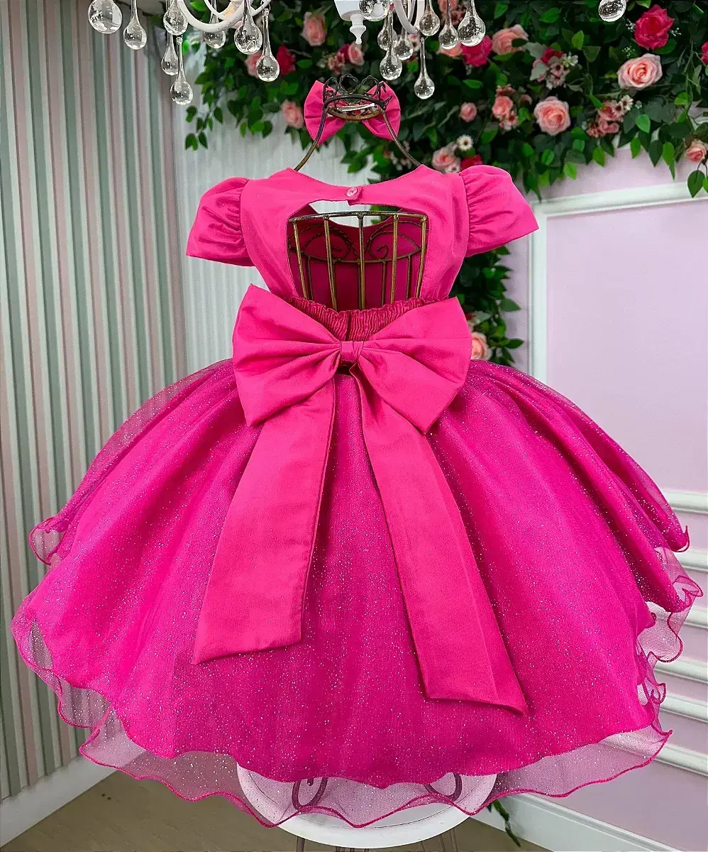 Vestido festa Barbie pink glitter, foto 6