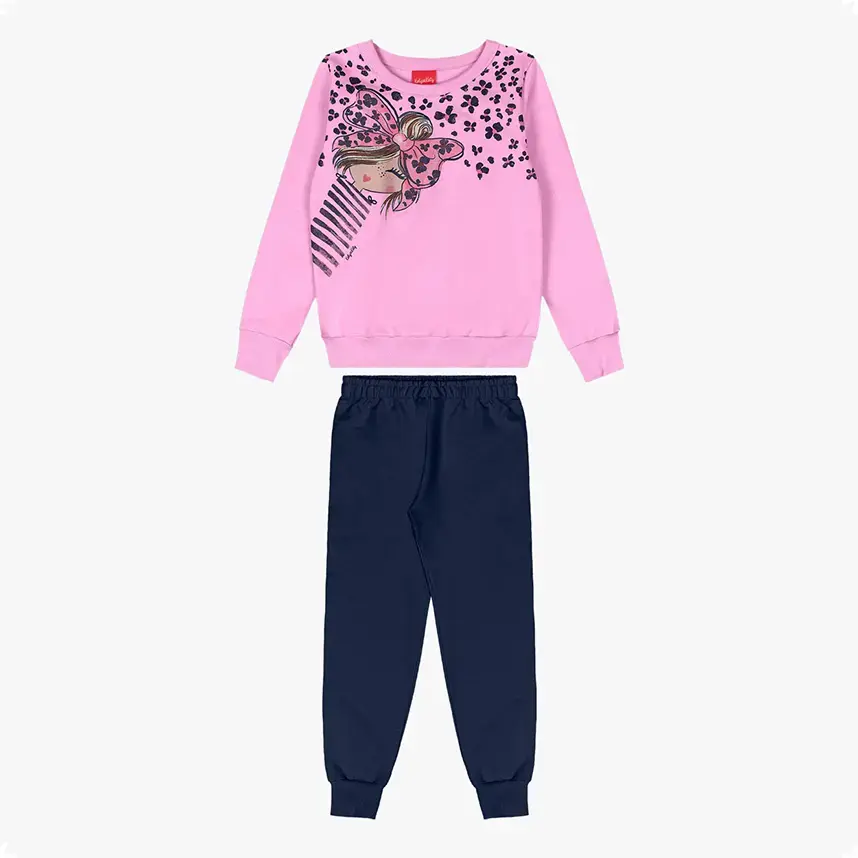 Conjunto blusão e calça em moletom
