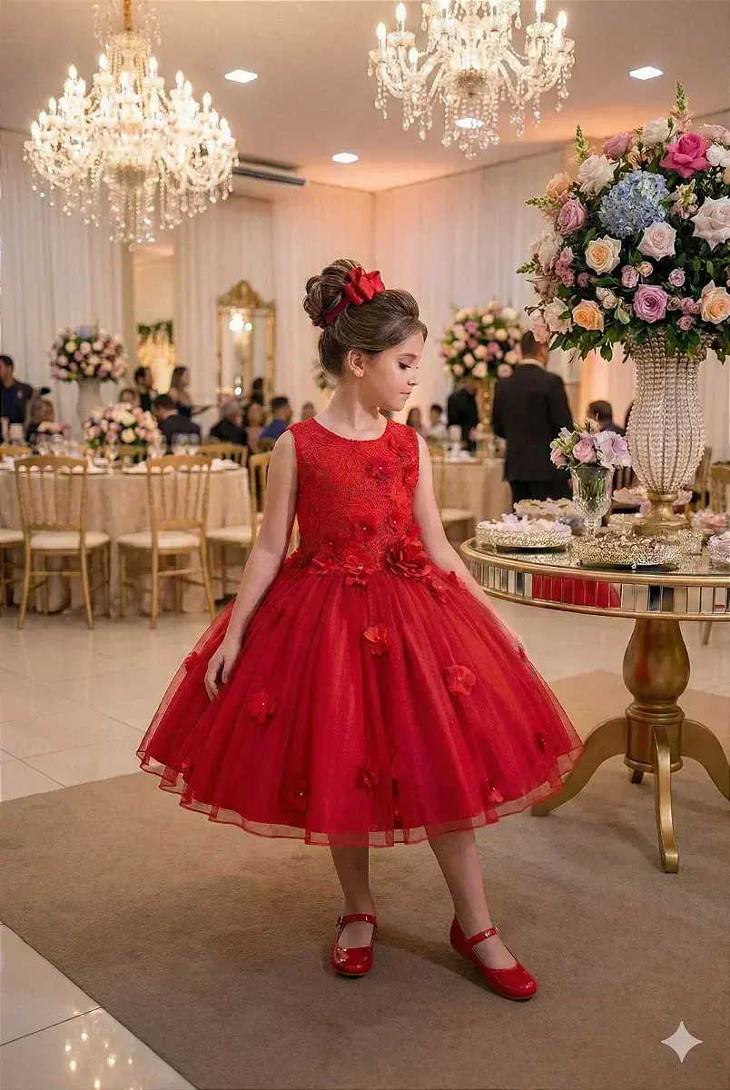 Vestido regata flores vermelho