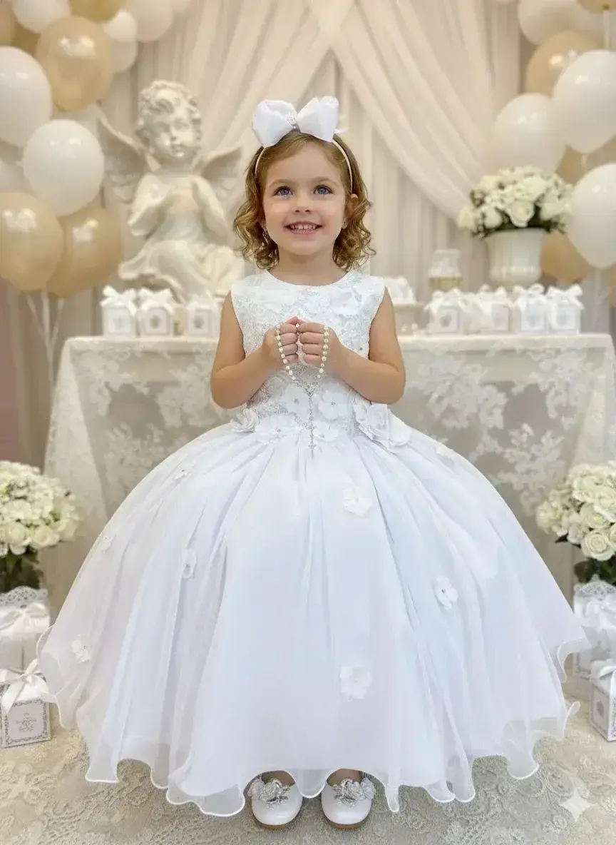 Vestido regata flores branco