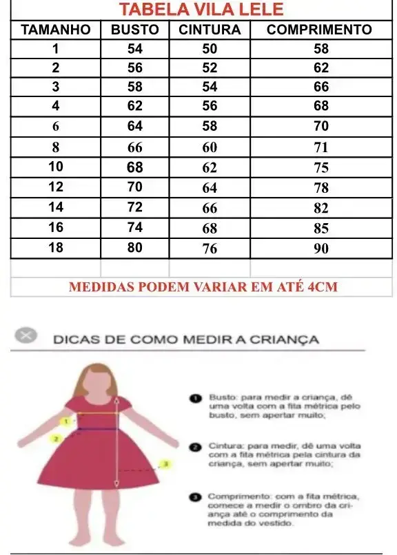 Guia de tamanhos