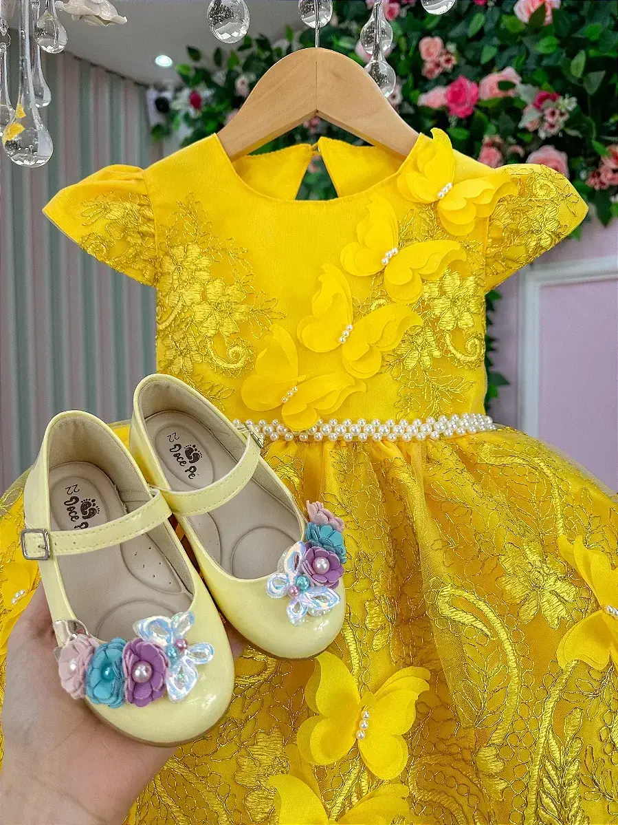 Vestido jardim encantado festa amarelo, foto 2