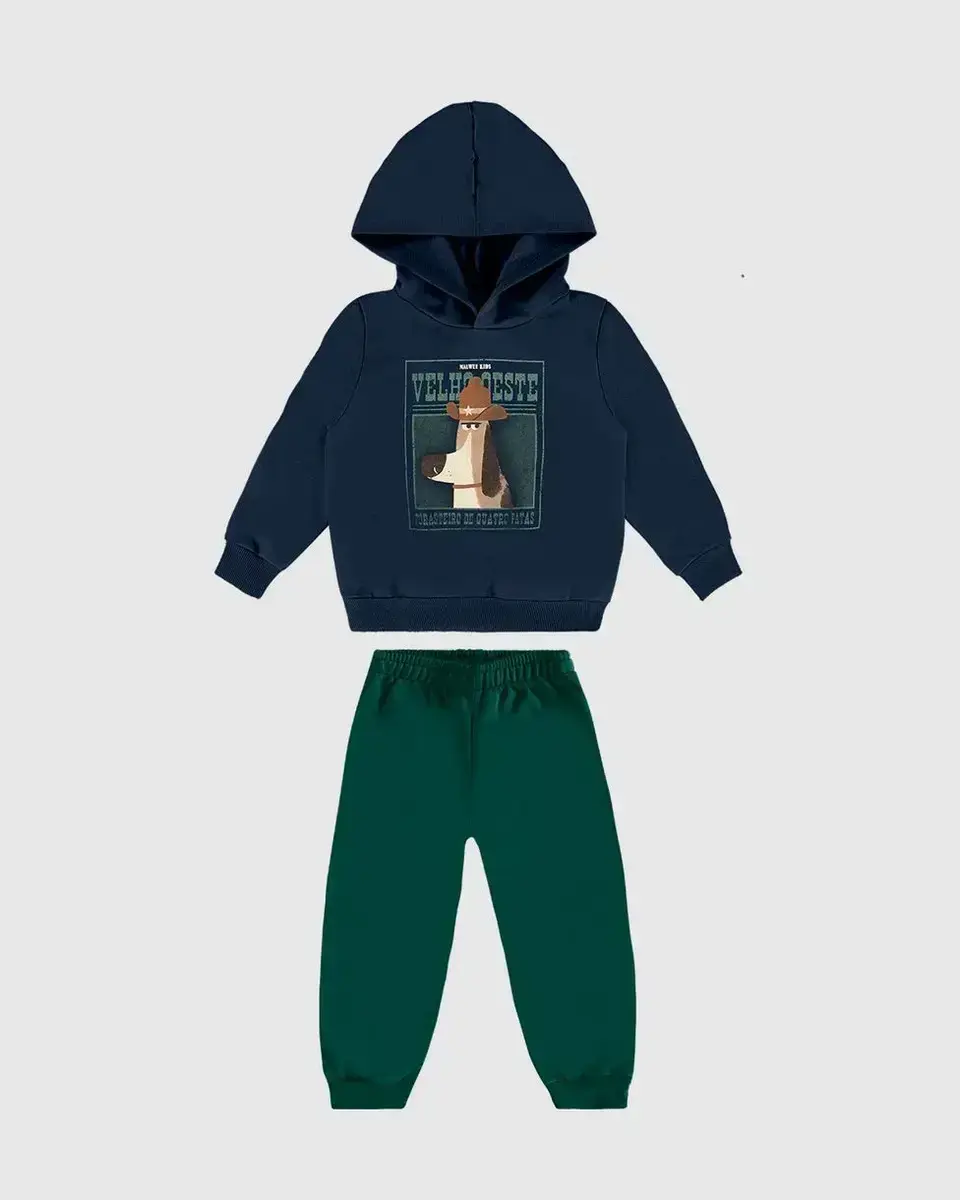 Conjunto longo blusão e calça moletom flanelado malwe