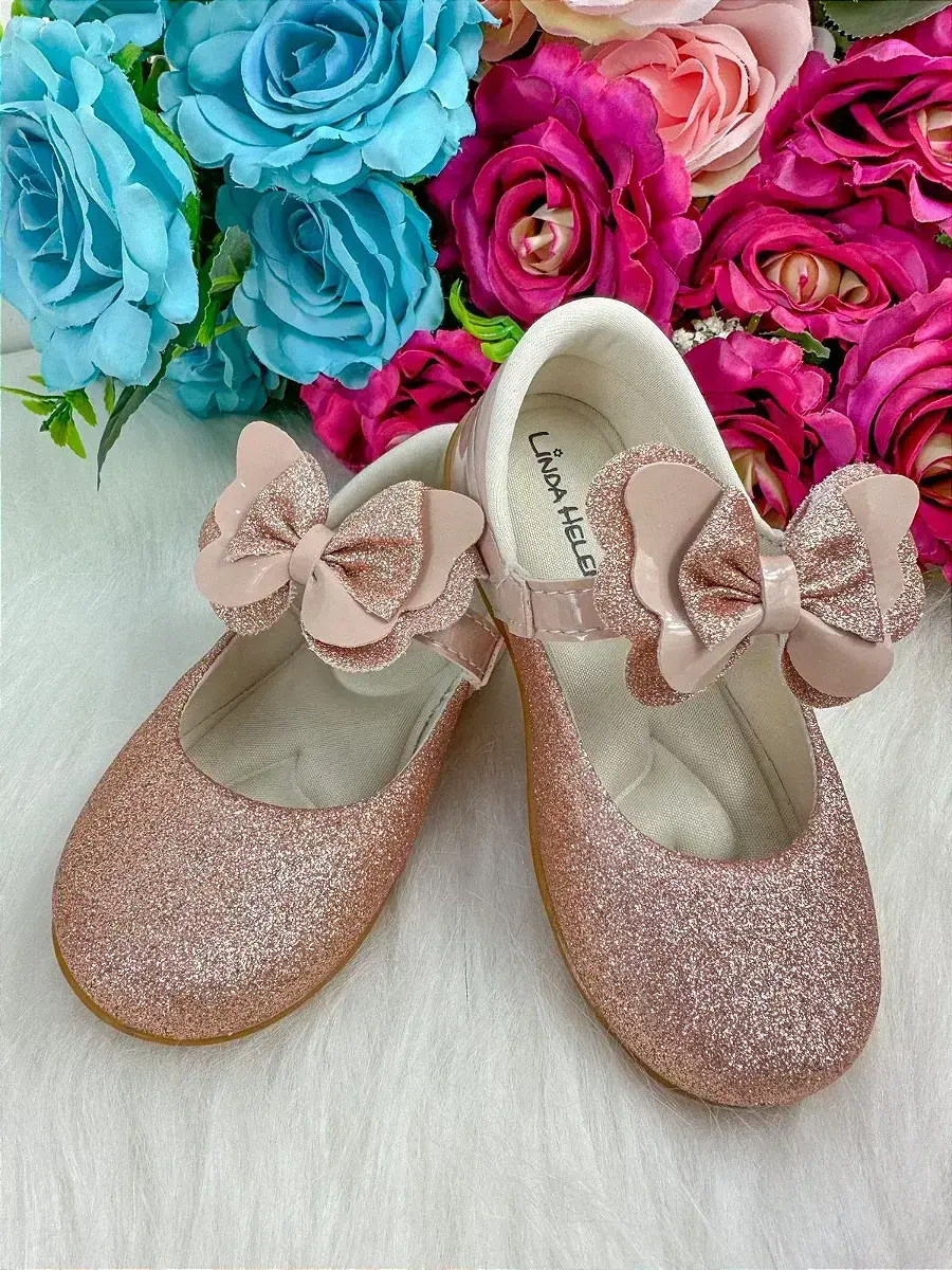 Sapatilha baby nude rose gliter