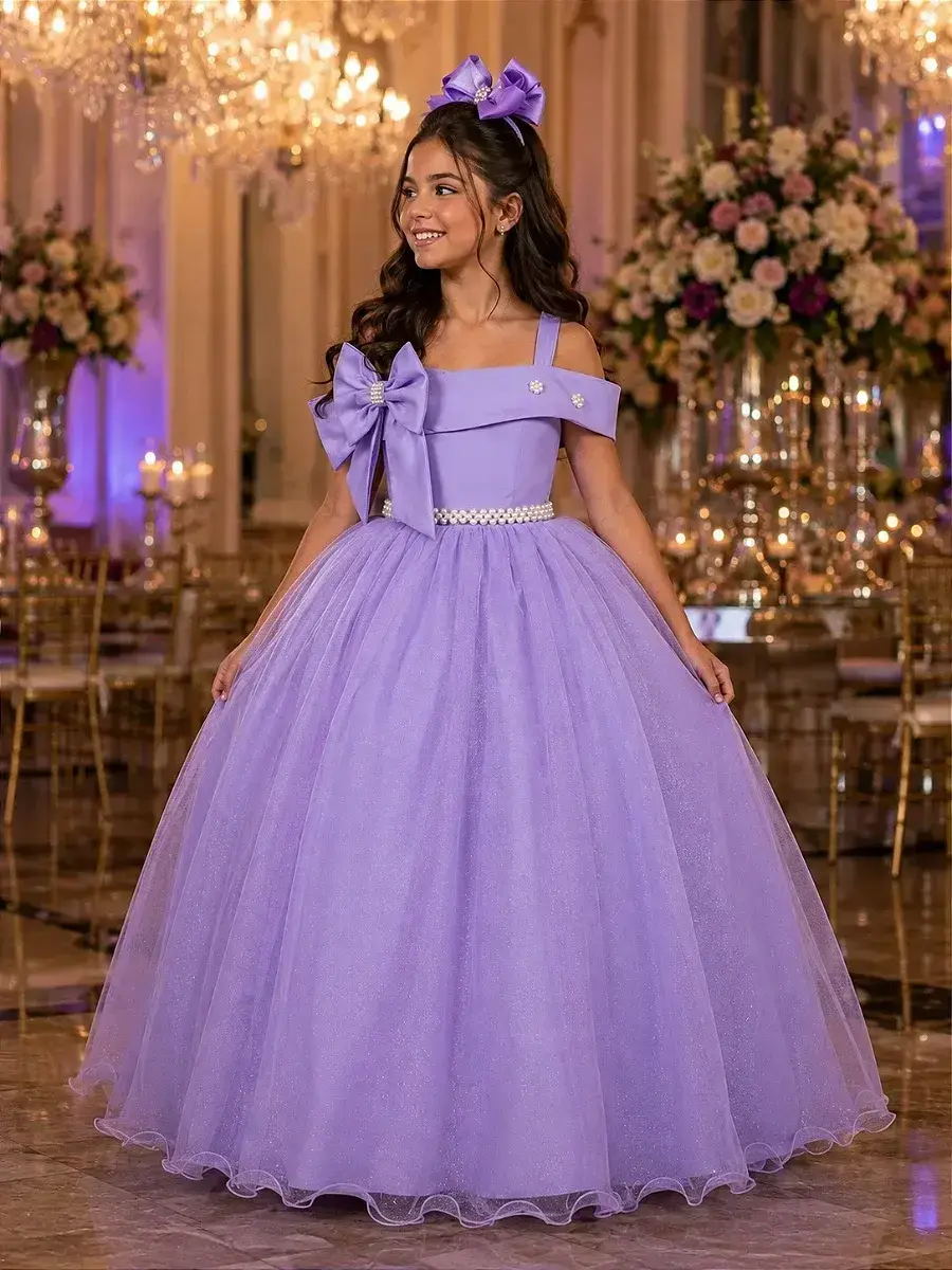 Vestido longo festa lilas