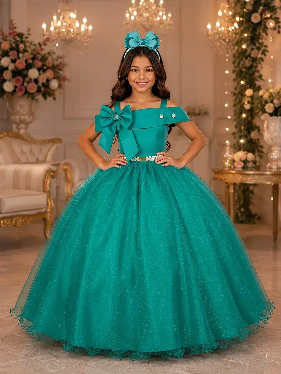 Vestido longo festa verde jade