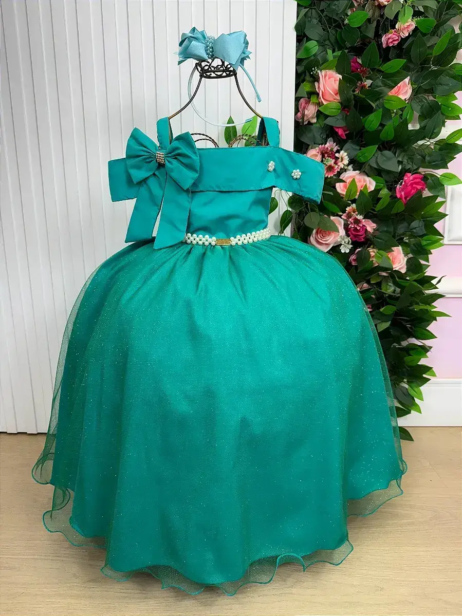 Vestido longo festa verde jade, foto 3