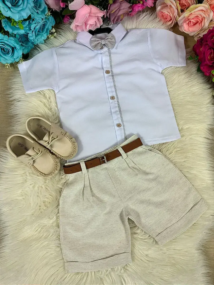 Conjunto social linho shorts xadrez, foto 4