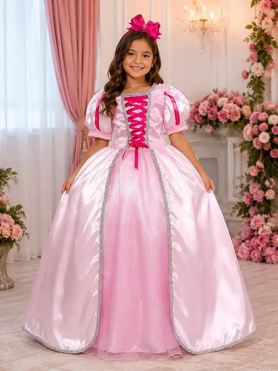 Fantasia longa princesa rosa