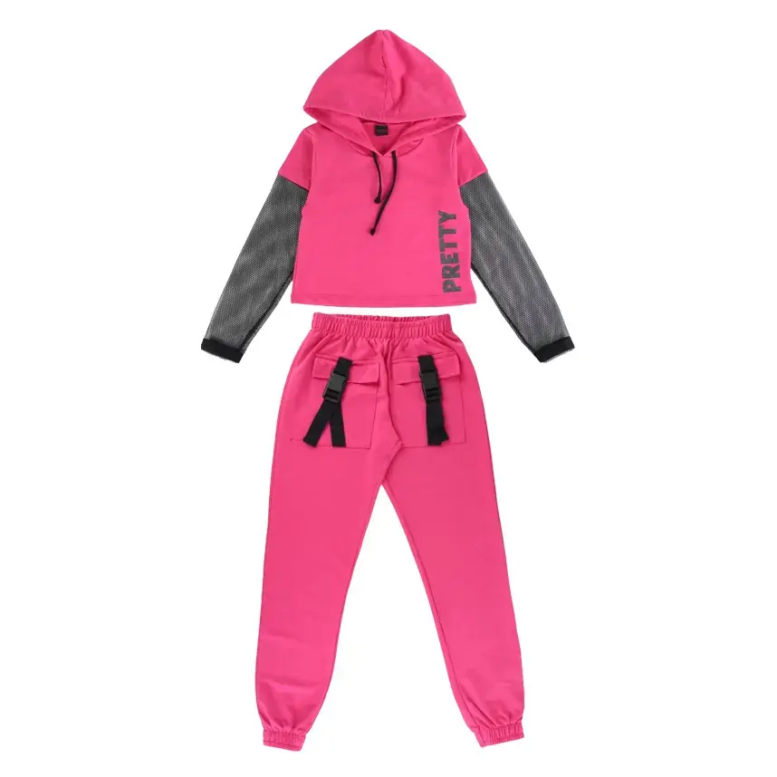 Conjunto pami blusão com capuz detalhe tela calça moletom