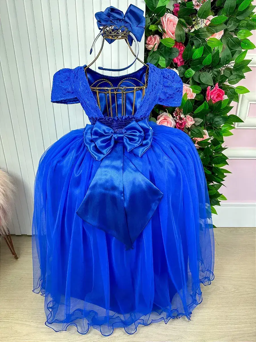 Vestido longo laura peito rendado azul royal, foto 5
