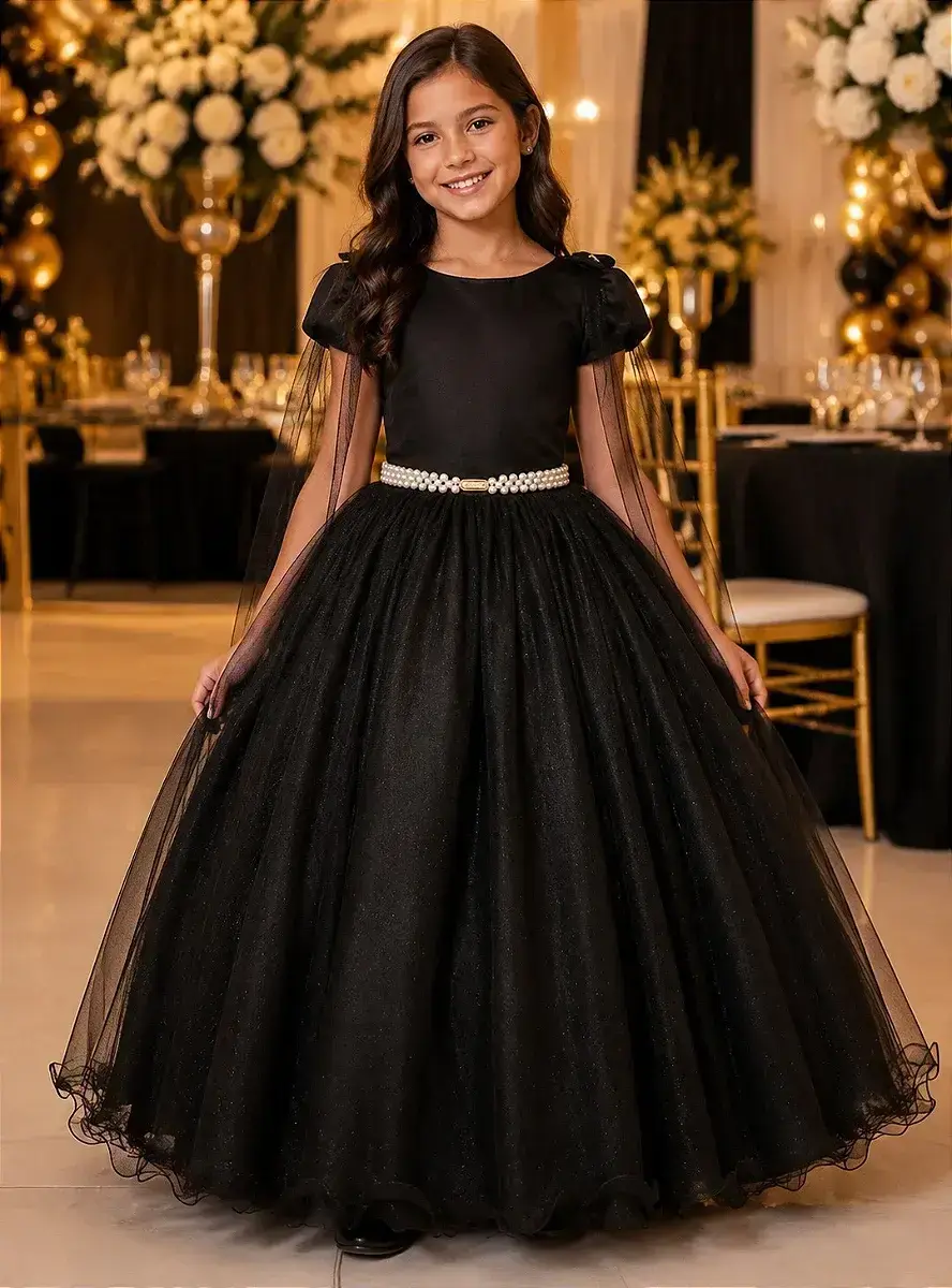 Vestido longo diamante preto