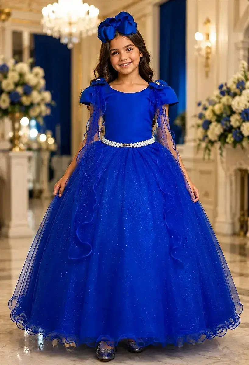Vestido longo diamante azul royal
