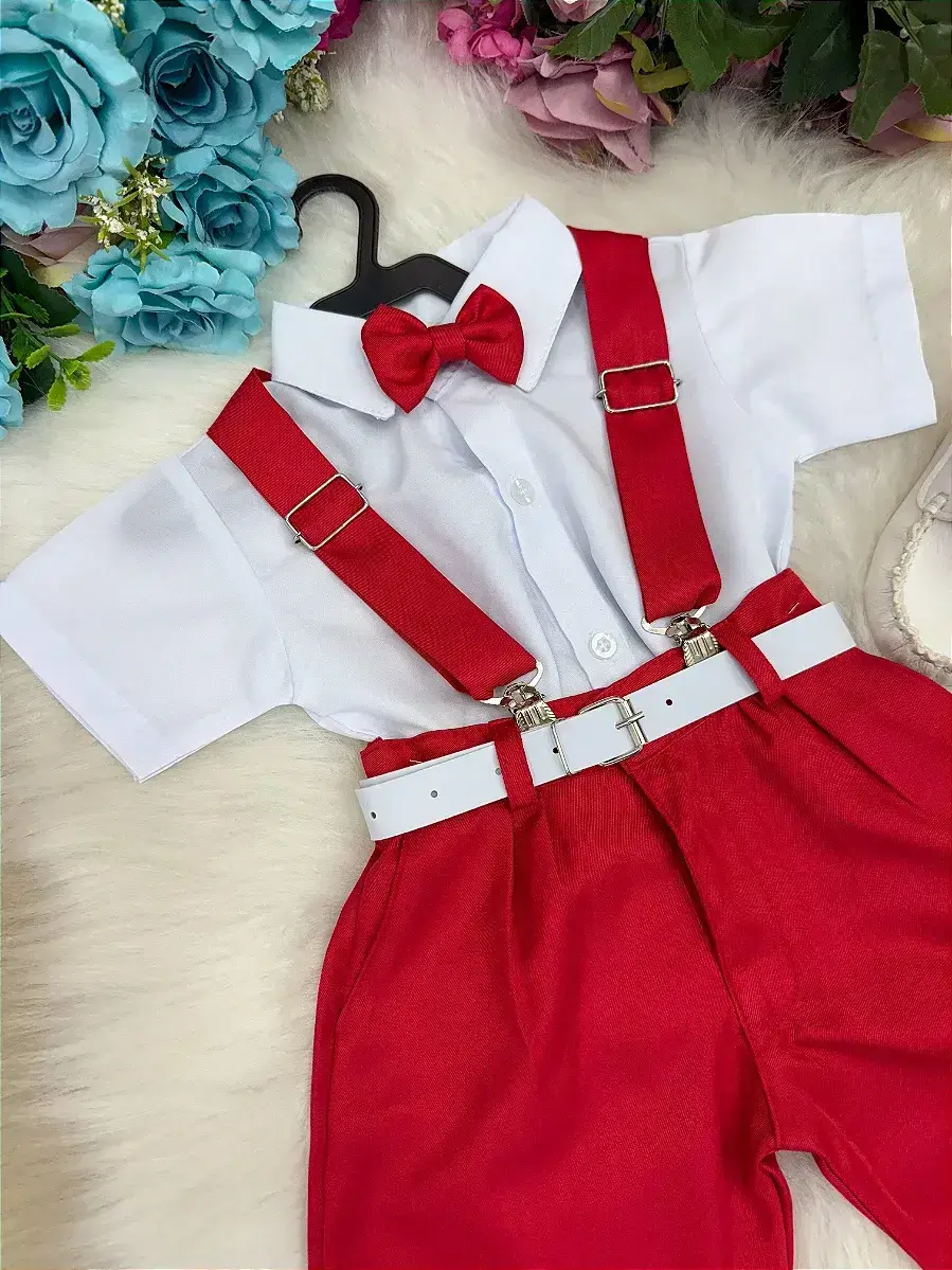 Conjunto social shorts ravi vermelho, foto 2
