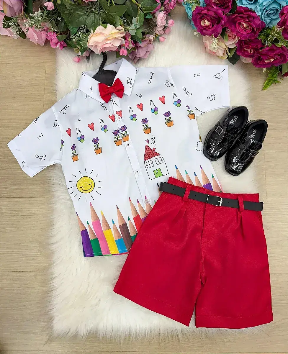 Conjunto lapis aquarela vermelho abc