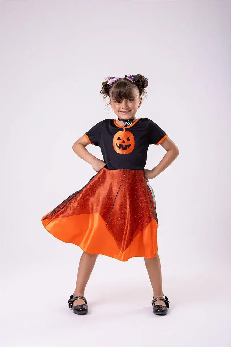 Fantasia Halloween bruxinha abóbora laranja