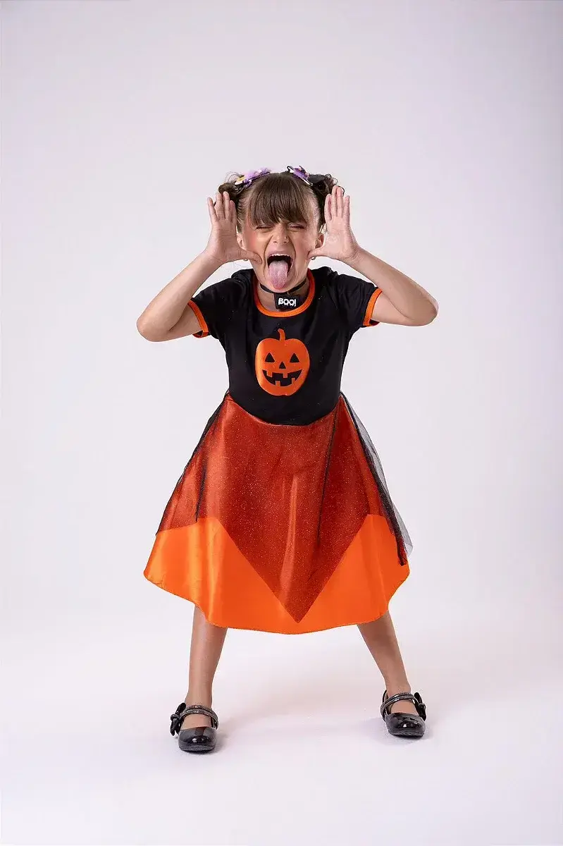 Fantasia Halloween bruxinha abóbora laranja, foto 4