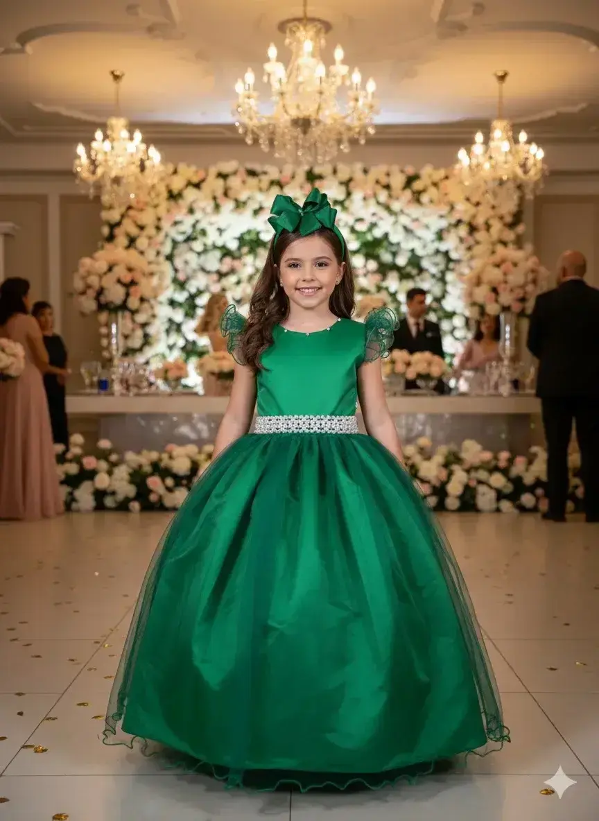 Vestido longo verde bandeira