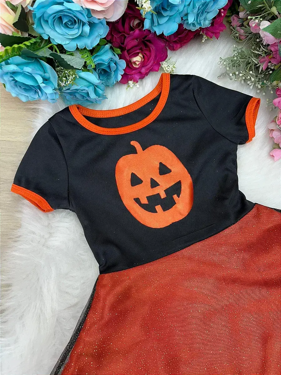 Fantasia Halloween bruxinha abóbora laranja, foto 7