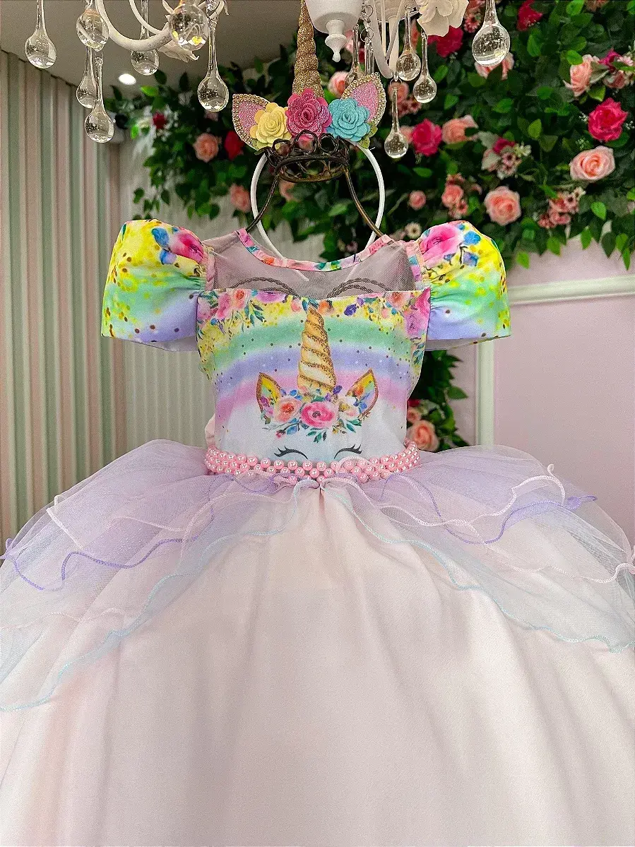 Vestido festa unicornio safira rosa, foto 2