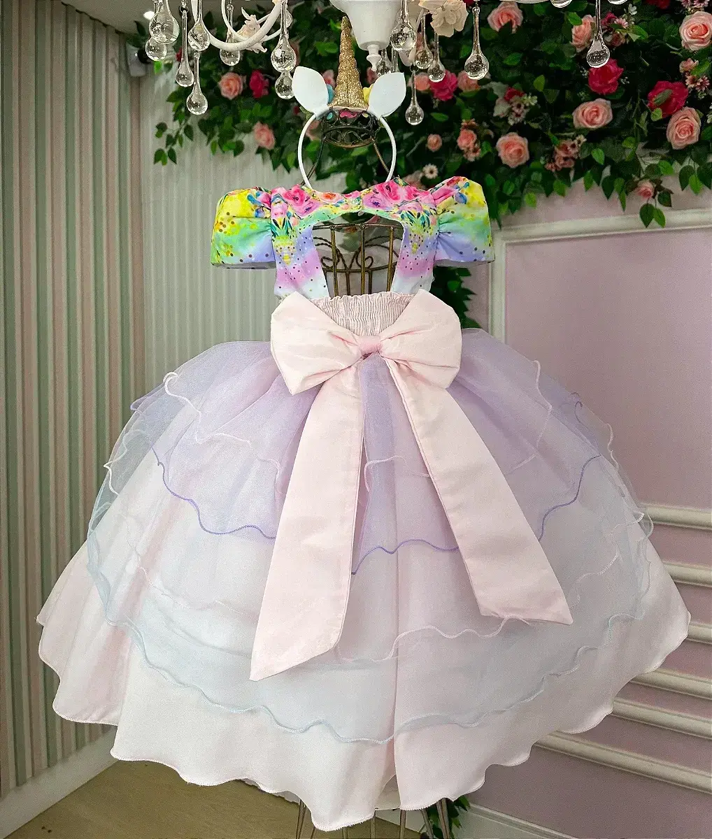 Vestido festa unicornio safira rosa, foto 5