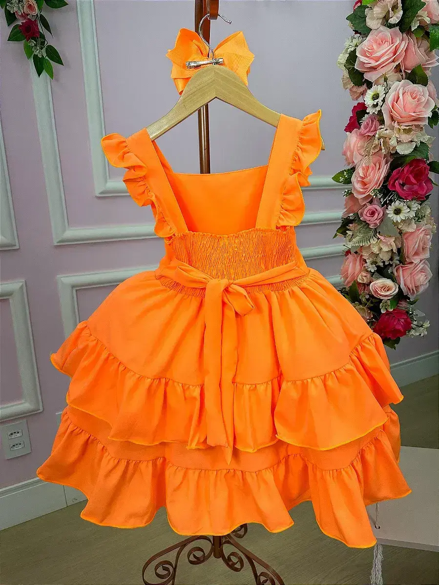 Vestido mariana modinha laranja neon, foto 3