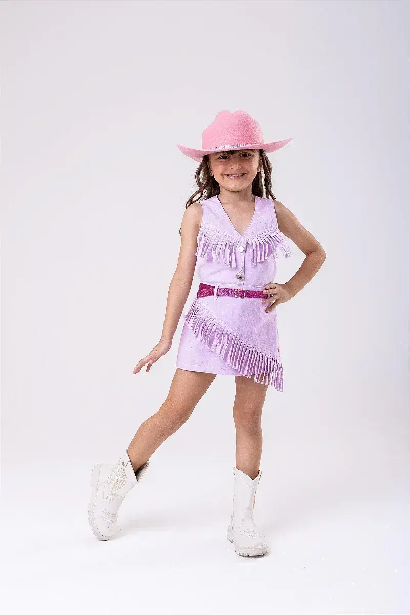 Conjunto Boiadeira maraisa jeans lilas