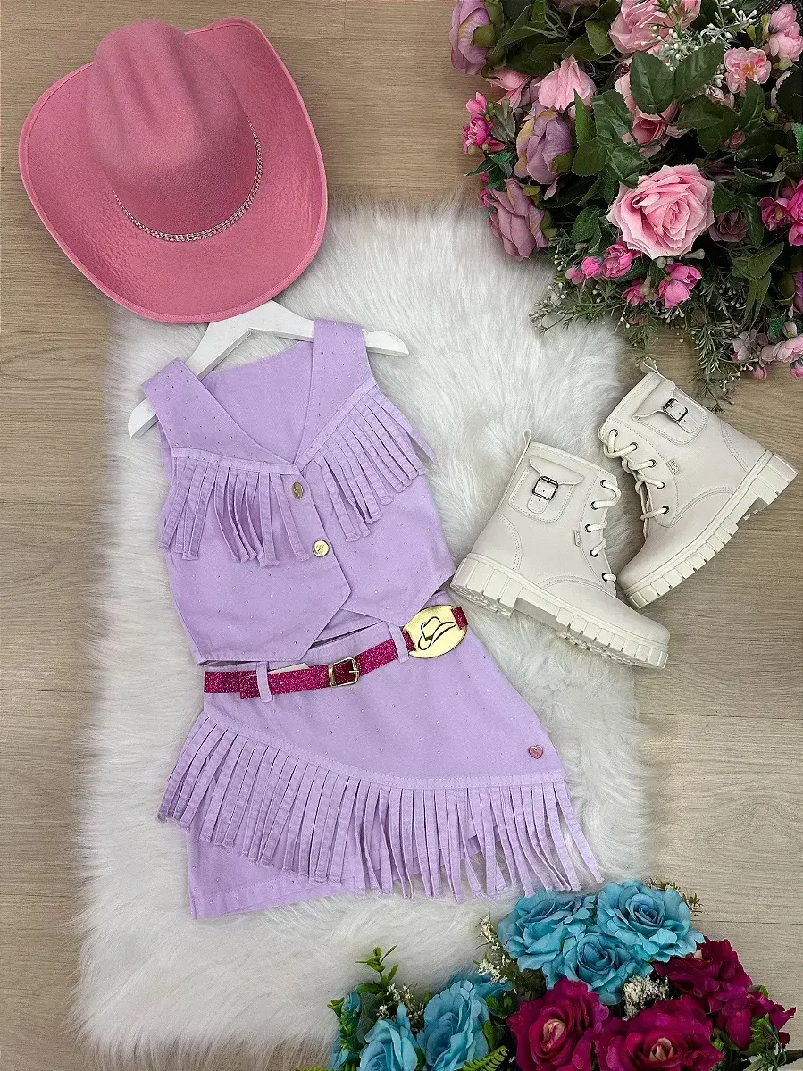 Conjunto Boiadeira maraisa jeans lilas, foto 5
