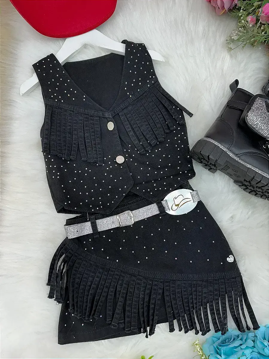 Conjunto Boiadeira maraisa jeans preto, foto 8