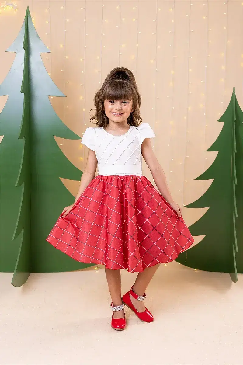 Vestido jamile saia vermelha
