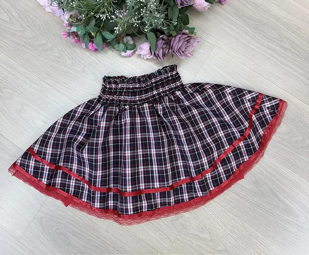 Saia junina adulta xadrez renda vermelho, foto 5