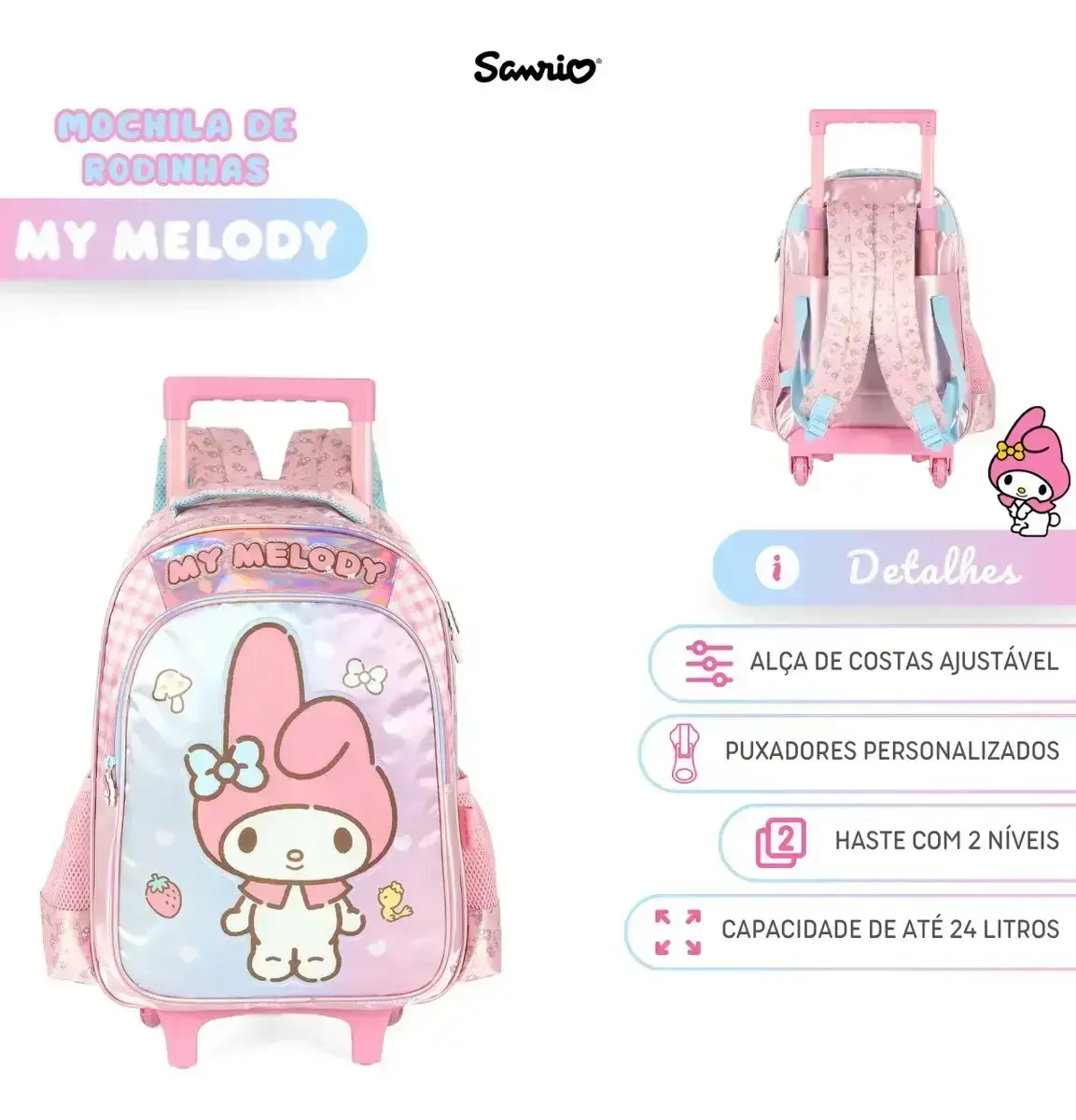 Mochila de rodinhas melody, foto 7
