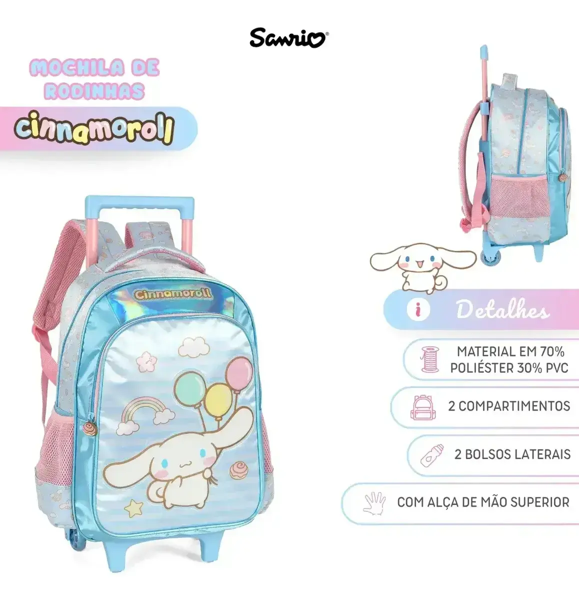 Mochila de rodinhas cinnamoroll, foto 7