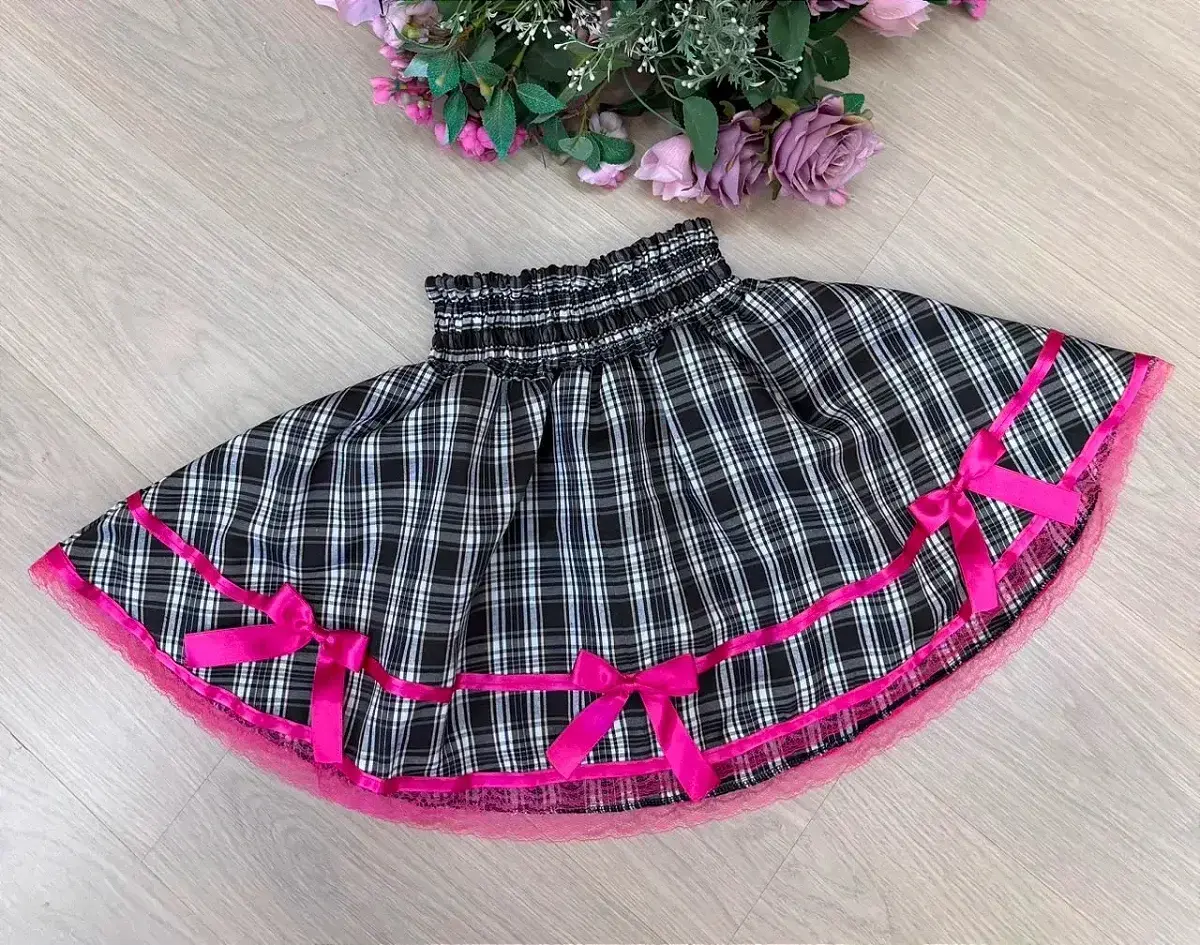 Saia junina adulta xadrez renda pink, foto 4
