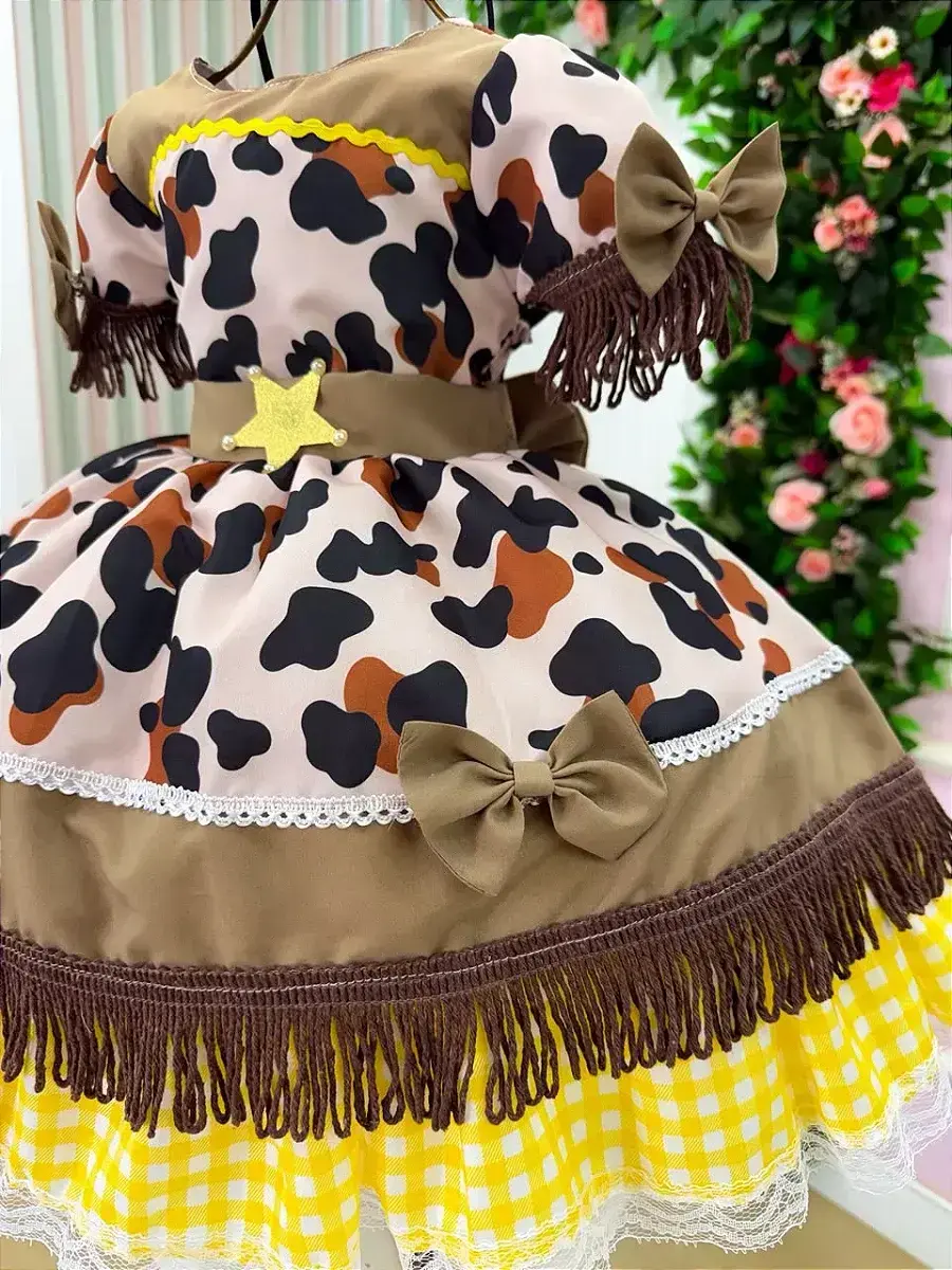 Vestido festa doce mimosa marrom fazendinha vaquinha, foto 8