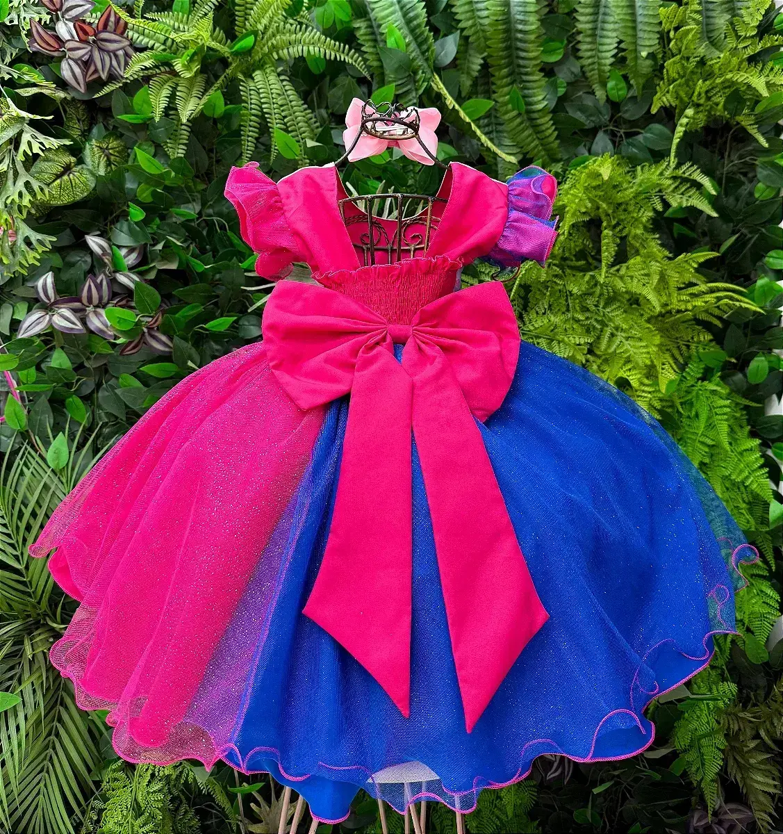 Vestido festa Lilo Stitch pink azul com led, foto 7