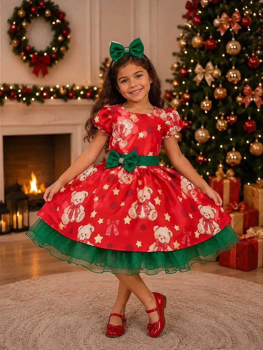 Vestido encanto de Natal vermelho