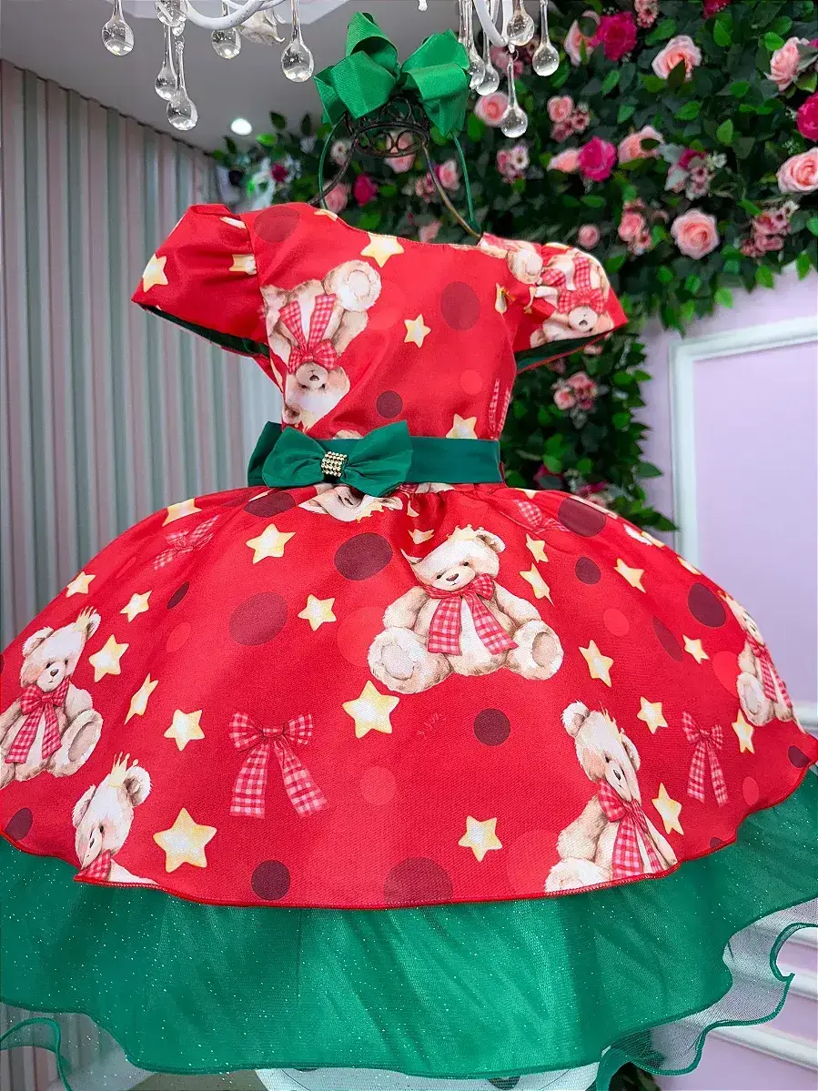 Vestido encanto de Natal vermelho, foto 4