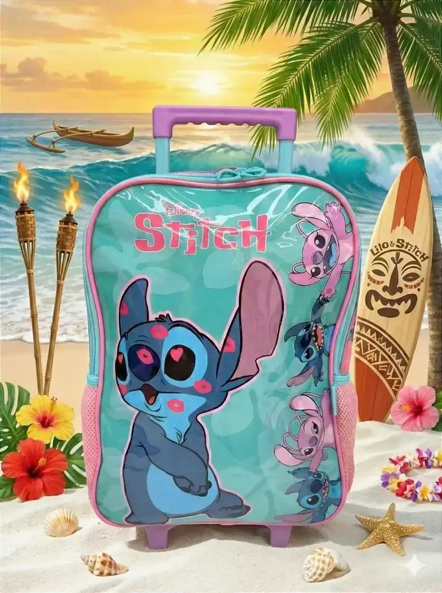Mochila rodinha Stitch e angel