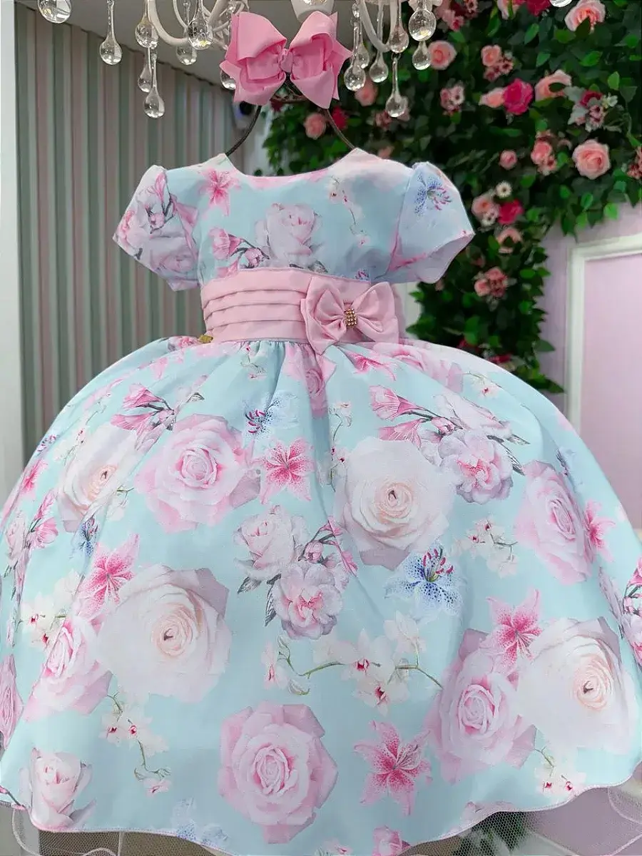 Vestido jardim florido elisa azul, foto 2