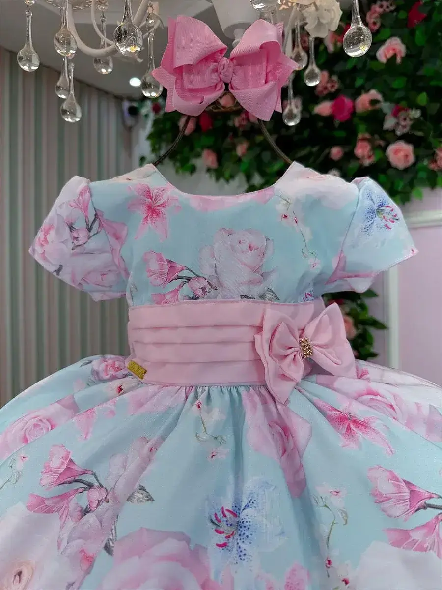 Vestido jardim florido elisa azul, foto 3